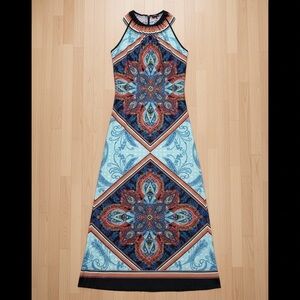 Venus Ladies Halter Maxi Dress Size M Multicolor Regular Fit Side Slit Stretch